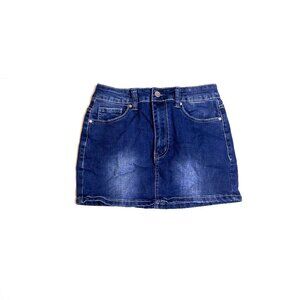 denim mini skirt w/ silver pocket design
